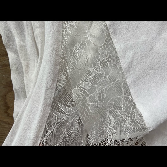 Mid Length Flowey White Dress with Lace - Picture 3 of 5